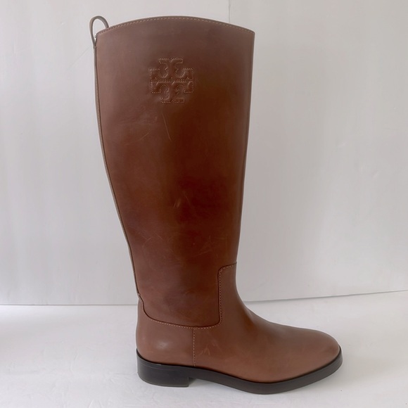Tory Burch Women’s The Riding Boots Brown Leather Shoes Size 8.5 NWT - Picture 4 of 11